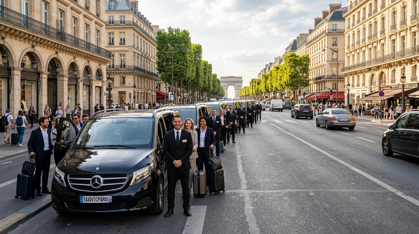 🚐 Convoi de 15 Vans Mercedes Classe V — Fashion Week, Galas & Grandes Soirées Parisiennes 🇫🇷