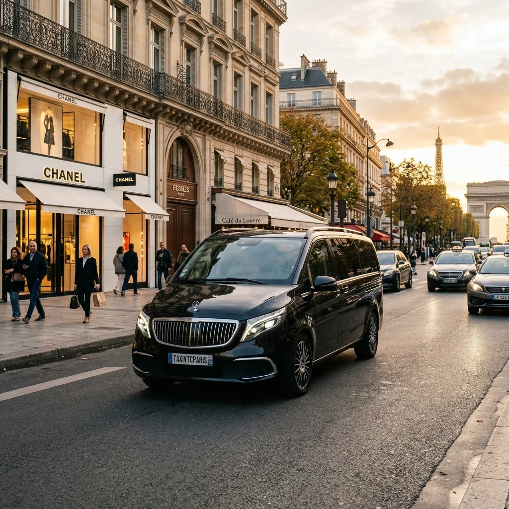 Mercedes-Benz Classe V noire, grand van de luxe premium pour groupes VTC